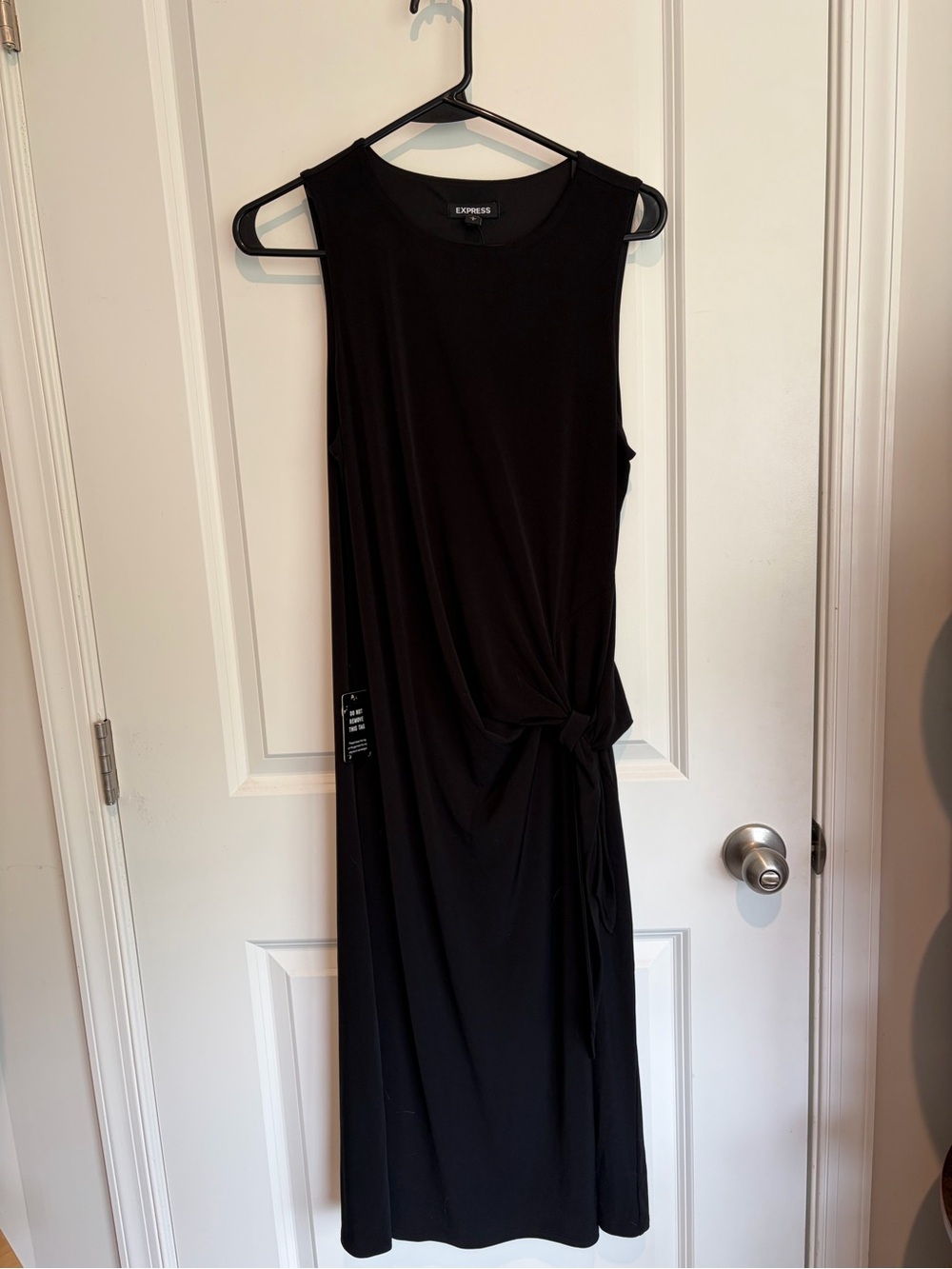 Express Black Sleeveless Midi Dress with Side Tie